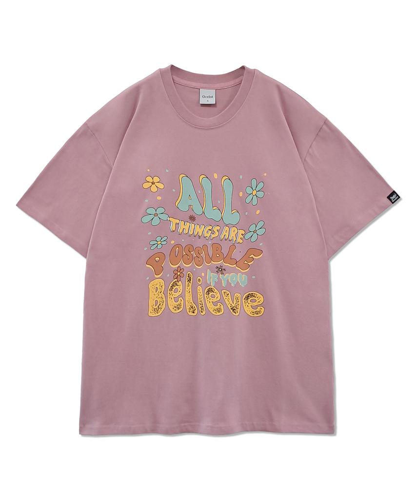 Osillos C81 Color Doodling Oversized Short Sleeve T-Shirt_Indie Pink