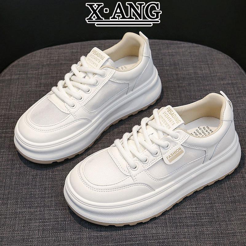 Leather platform white shoes children's breathable mesh women's shoes summer new heightening board shoes casual sports shoes