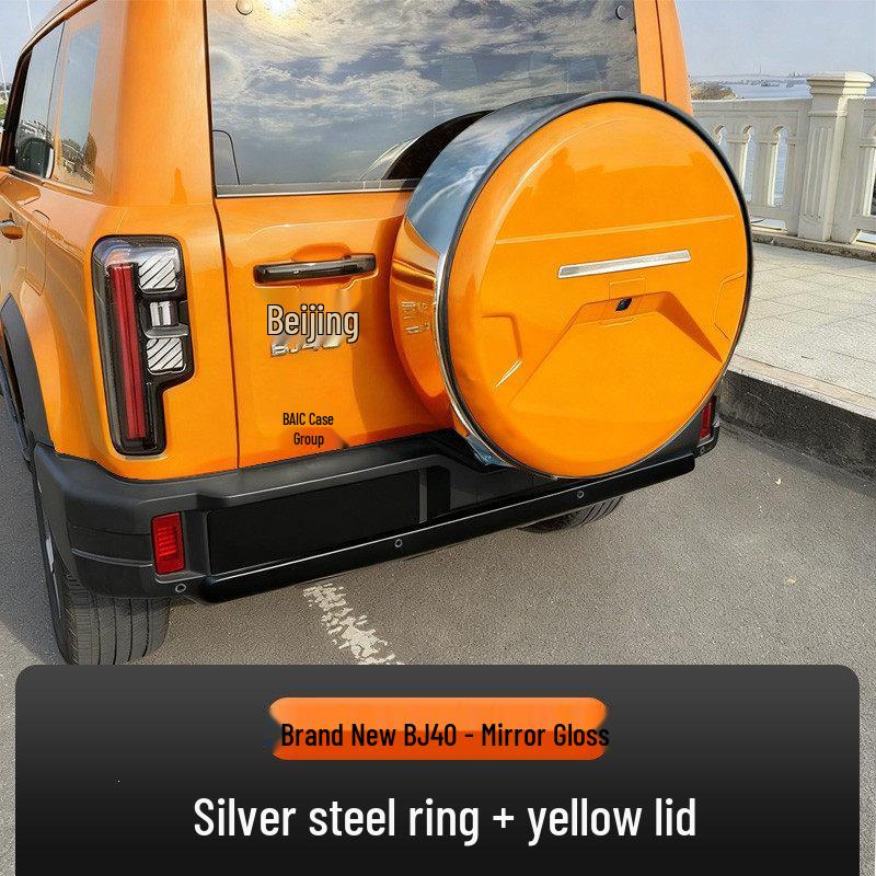 Extended Range Stainless Steel Rear Spare Tire Cover for Beijing BJ40E (Models 13-26)