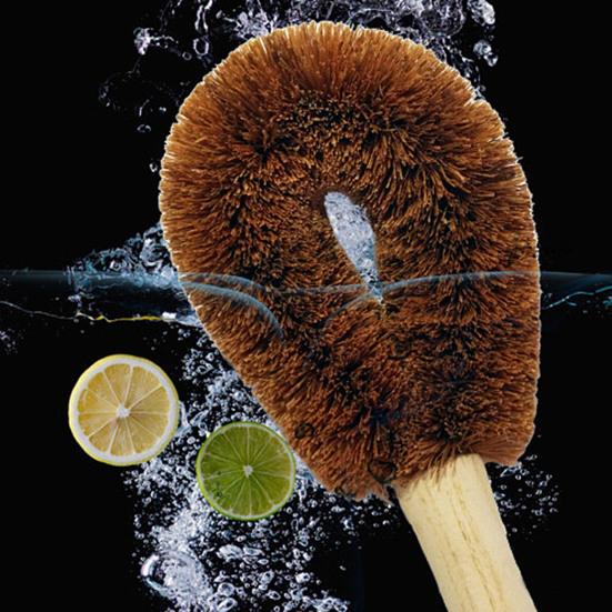 Hushållskök Naturlig Kokospalm Gryt- och Skålrengöringsborste med Trähantag