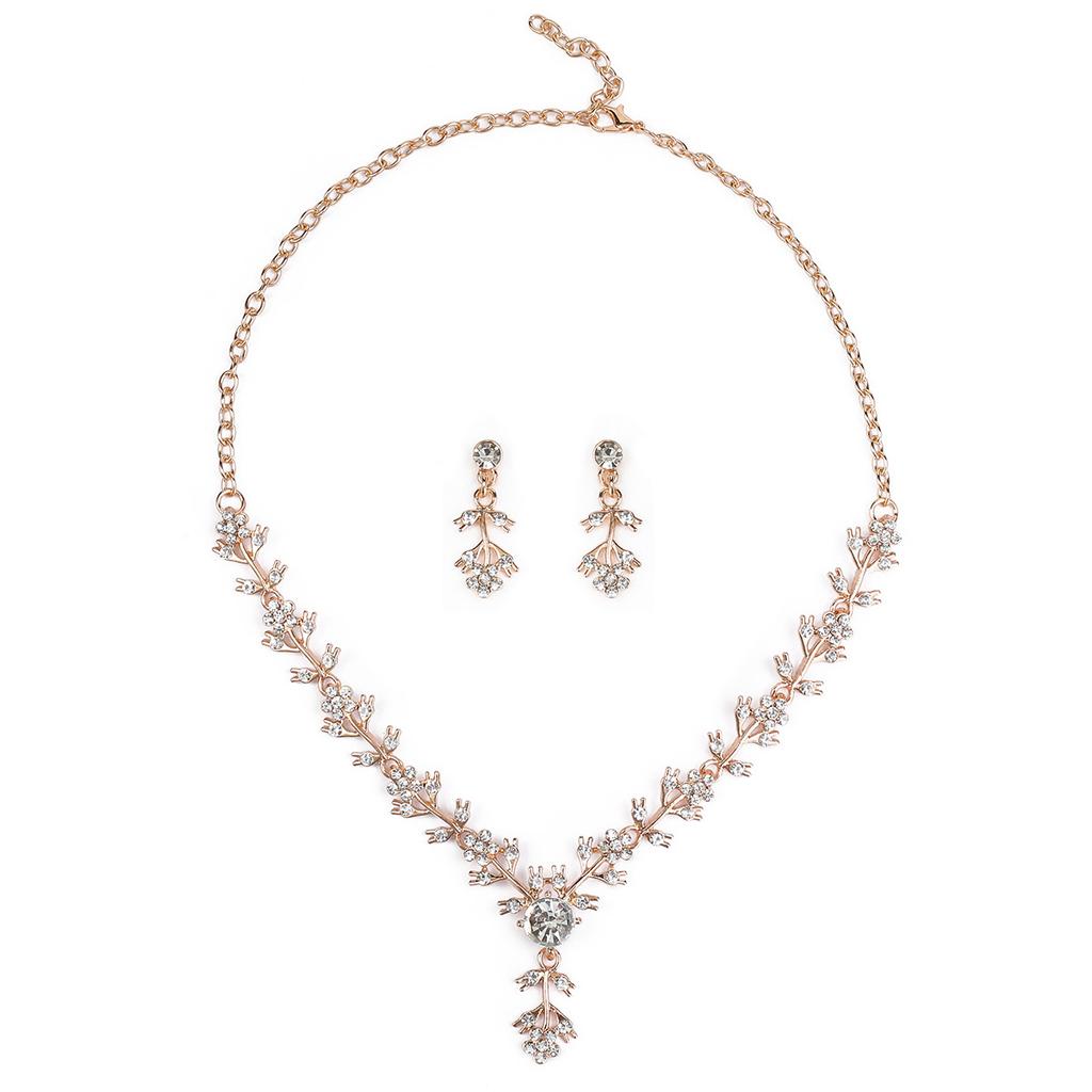 Women Fashion Bridal Jewelry Set Exquisite Necklace Earrings Versatile Wedding Banquet Formal Dress Matching Accessories Gift