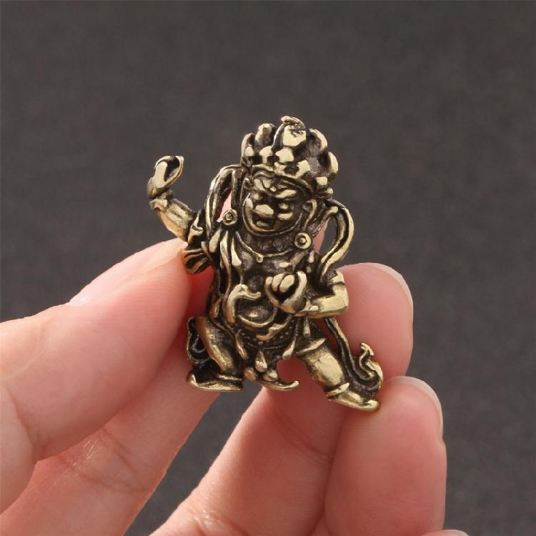 Mahakala Statue Antique Bronze Brasses Tibetan Small Hanging Ornament Sacred Protectors of Dharma Buddhism Sculpture Gift