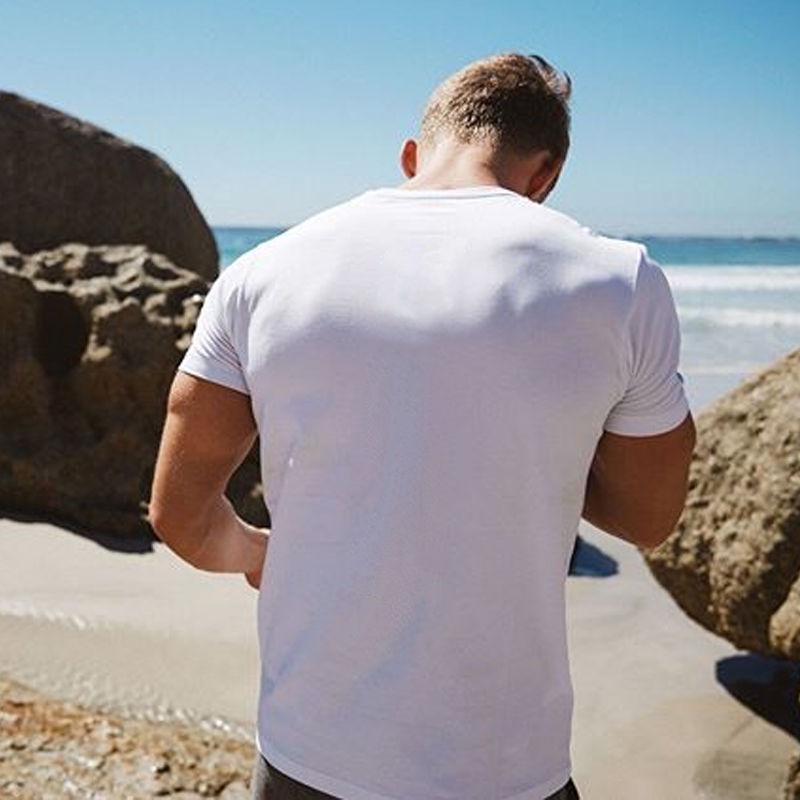 Men's Spring Sports Short-Sleeve T-Shirt with Custom Logo - European & American Style, Large Size, Breathable Cotton for Training