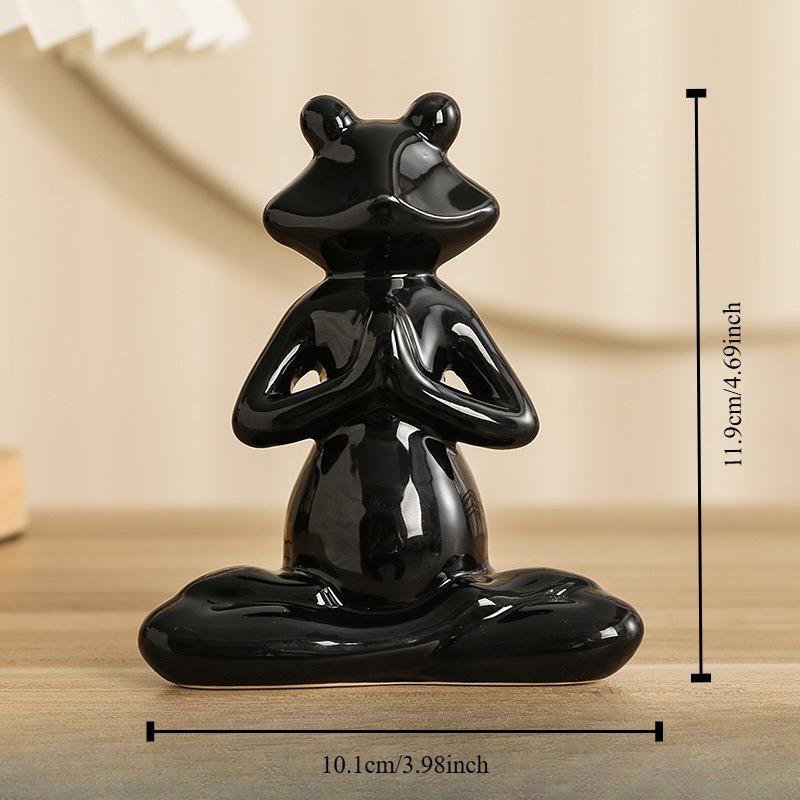 Home Decor Frog Abstract Art Ceramic Yoga Poses Figurine Porcelain Lady Figure Statue Studio Decor Ornament Indoor Decoration