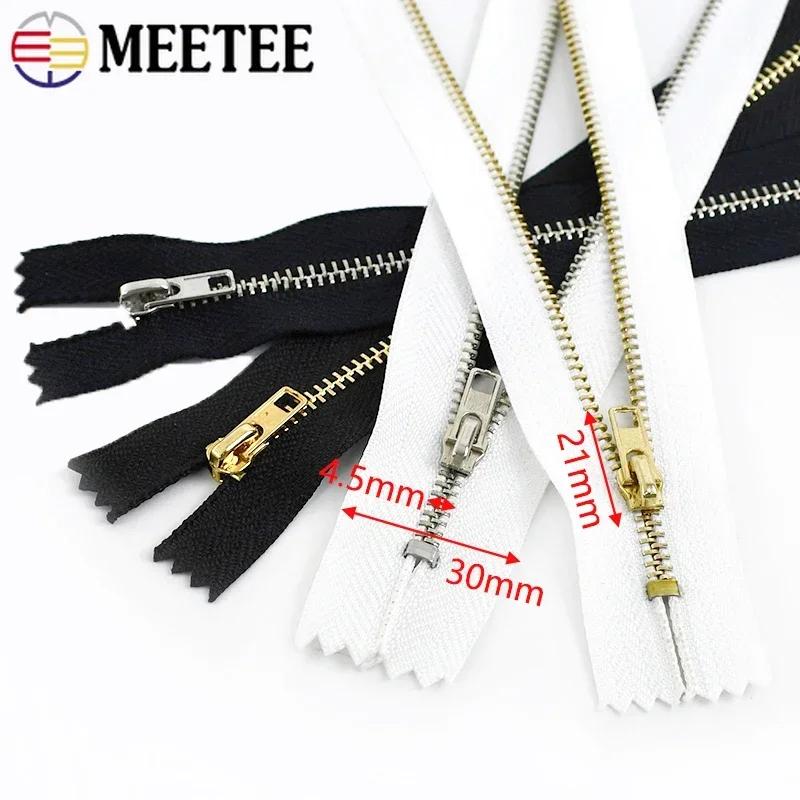 Meetee 10/20Pcs 3# Metal Zippers 10-30cm Close End Black White Zip for Bags Jeans Jacket Pocket Zips DIY Sewing Accessories