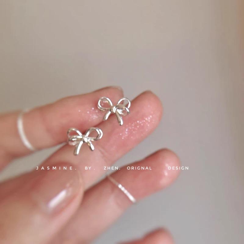 S925 sterling silver ear needles new temperament simple and small stud earrings women's earrings ear holes anti-blocking earrings jewelry