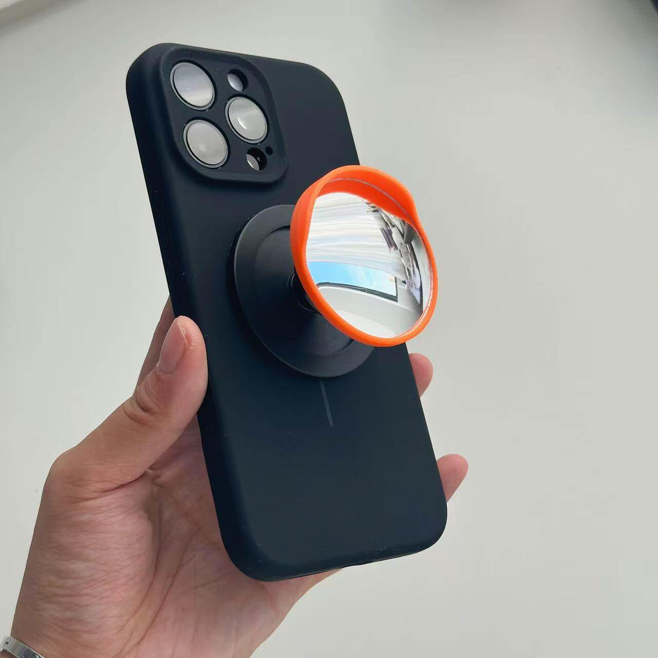 Wide-Angle Magnetic Phone Holder: Stylish Rotating Mirror with Large Field of View