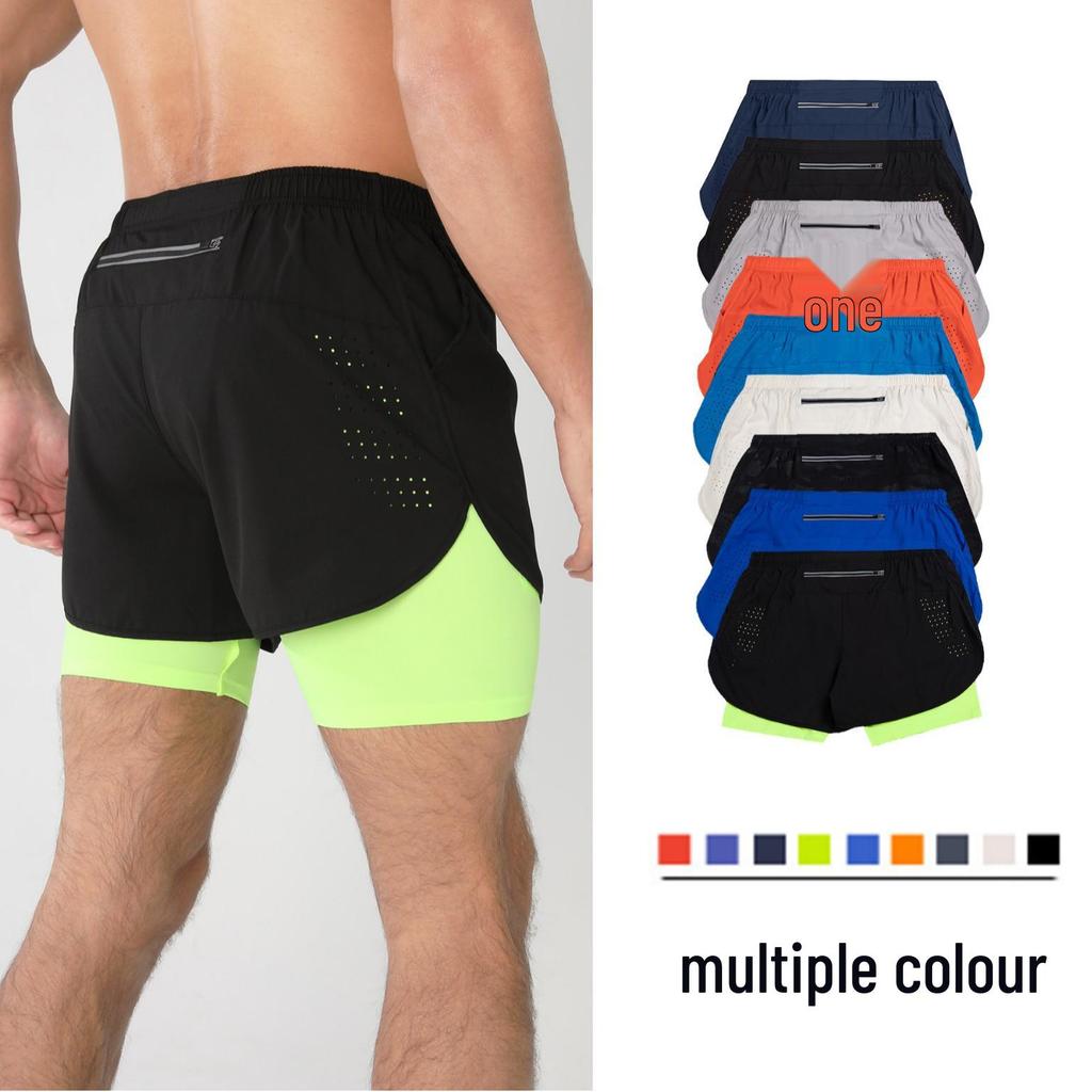 Men's Quick-Dry 2-in-1 Running Sports Shorts with Anti-Exposure Liner