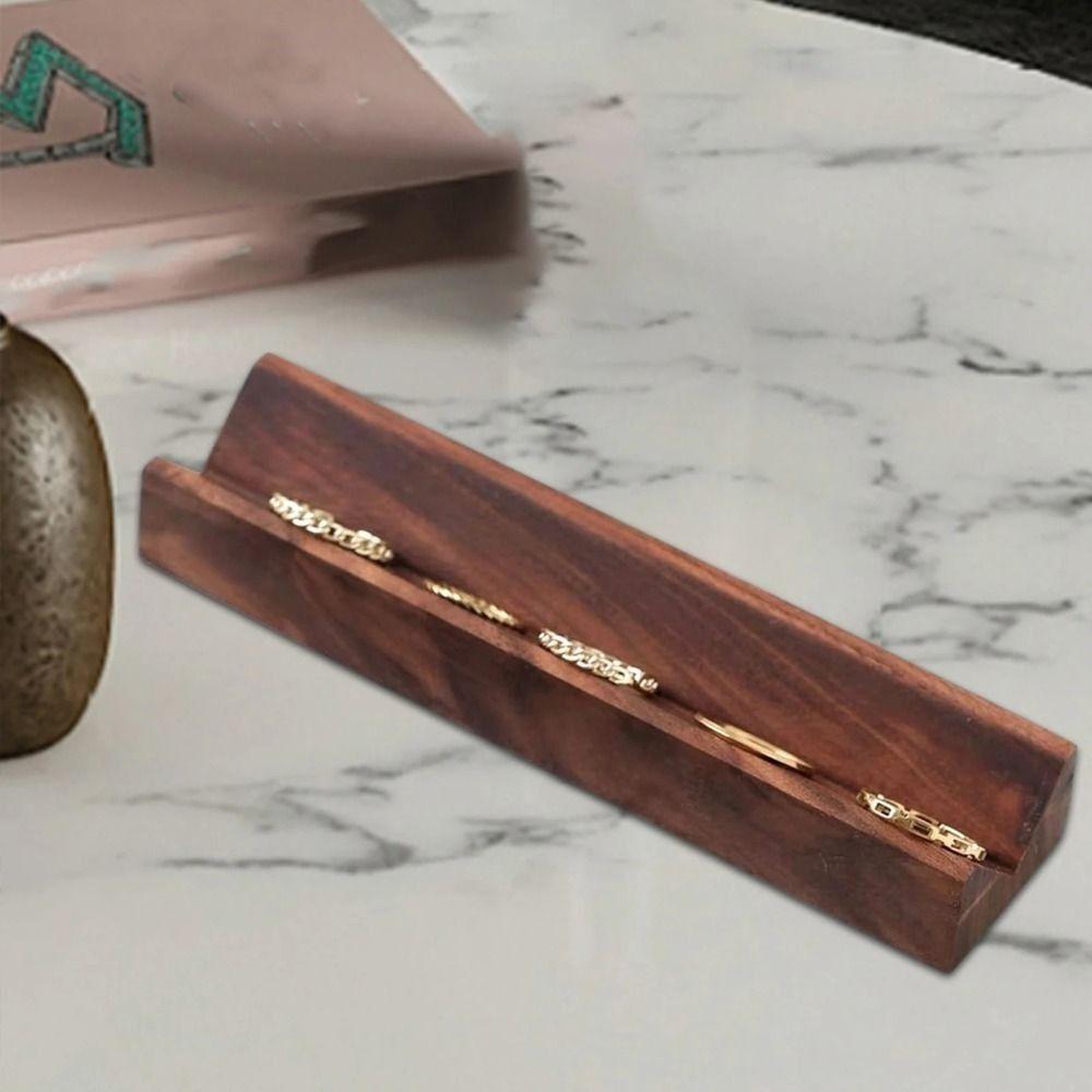 V-drážkový úložný tác na náušnice ořechový držák na prsteny organizér na prsteny stojan na vystavení prstenů klenotnictví