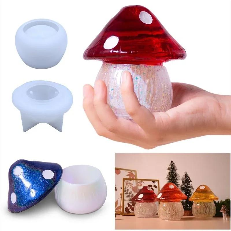 Epoxy Resin DIY Crystal Mold Mushroom Jar Jewelry Storage Box Ornament Mirror - Like Resin Mushroom Jar Bottle Mold