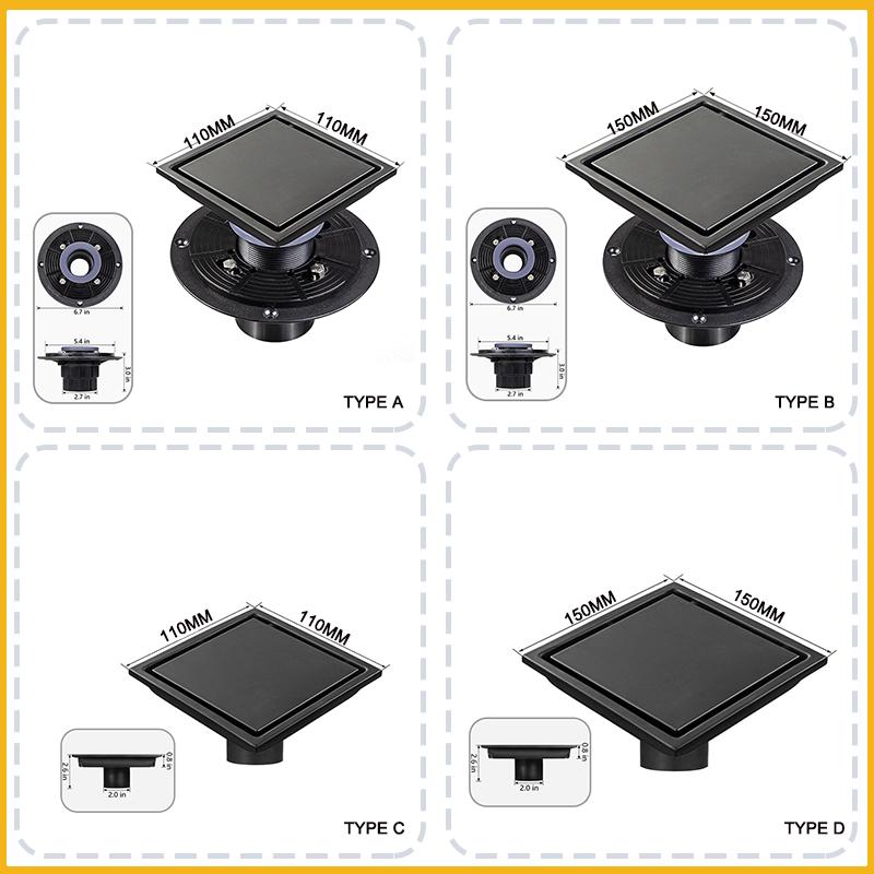 Sifon de Pardoseală Pătrat Inoxidabil Invizibil Deodorant Filtru de Gunoi Sifon Sifon de Pardoseală Duș Filtru de Apă Accesorii Baie