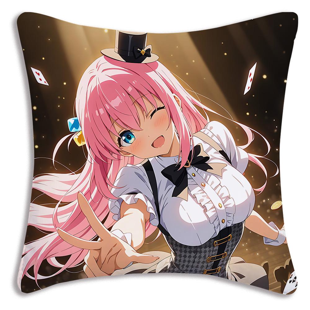 Anime B-Bocchi the Rocks Pillow Covers Cartoon Sofa Decorative Home Double-sided Printing Short Plush Cute Cushion Cover