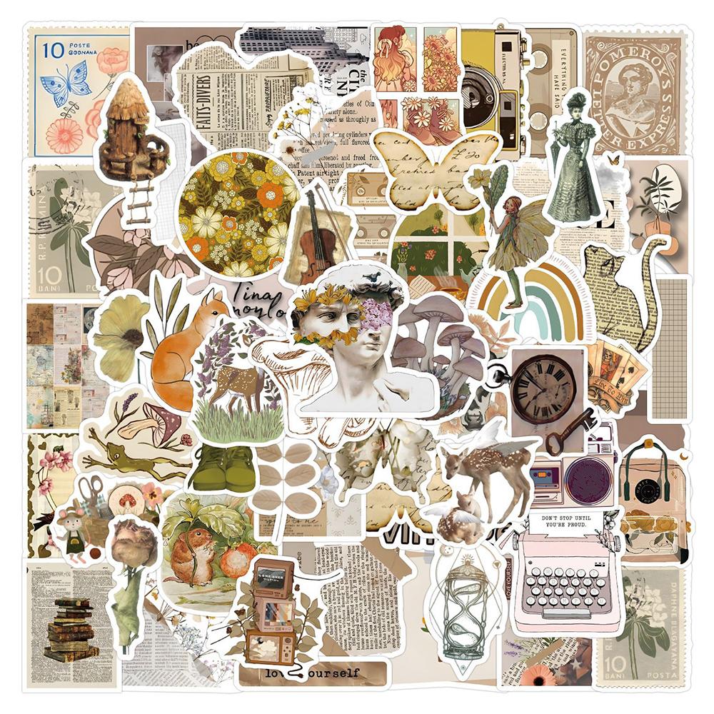 10/30/50/100pcs Retro Bohemia Aesthetic Stickers Vintage Waterproof Decals DIY Computer Notebook Diary Graffiti Sticker Pack