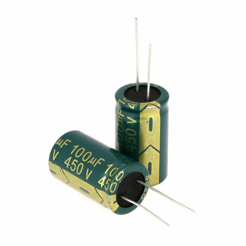 10PCS Green Radial Capacitor 100UF Aluminum Electrolytic Capacitors Durable Assorted Kit  TV Repair