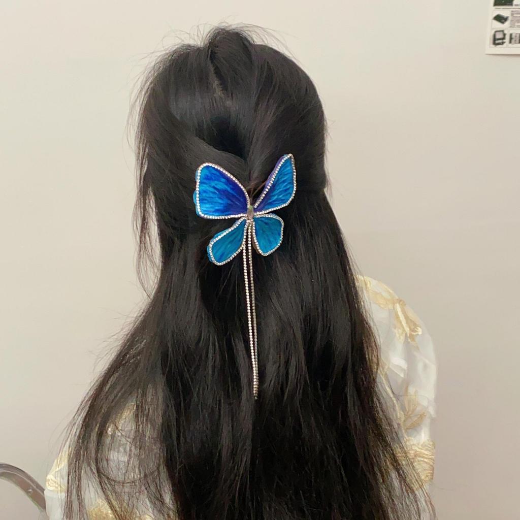 Elegant Retro Butterfly Hairpin - Exquisite Tulle Bangs Clip for Women