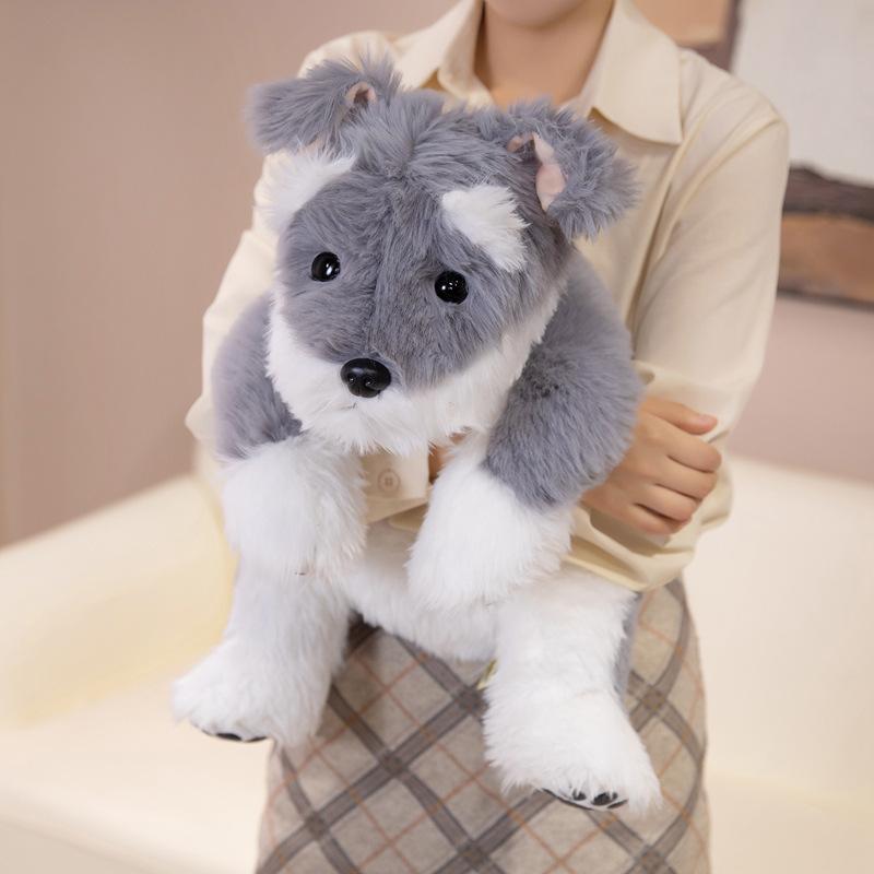Cute simulation Schnauzer doll plush toy puppy dog doll children soothing rag doll girl birthday gift