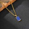 Stainless Steel Rectangle Natural Stone Pendant Necklaces, Minimalist Dainty Chain Necklace, Luxury Fashion Jewelry For Men Gift