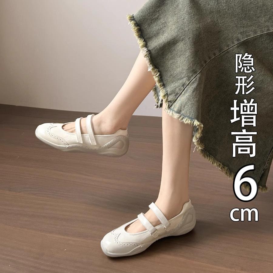 2025 spring and summer silver ballet sports Mary Jane shoes flat women's shoes thick sole height increase 6cm casual shoes