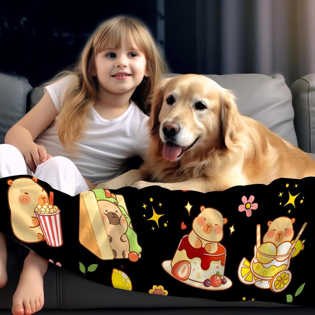 Cute Bear Food Theme Throw Blanket Kawaii Design for Living Room Decor Gift for Her PopCultureStyle70x100