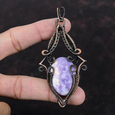 Lepidolite Pendant Copper Wire Wrapped Pendant Gemstone Jewelry Designer Pendant Gift For Engagement Copper Jewelry Handmade Antique Pendant
