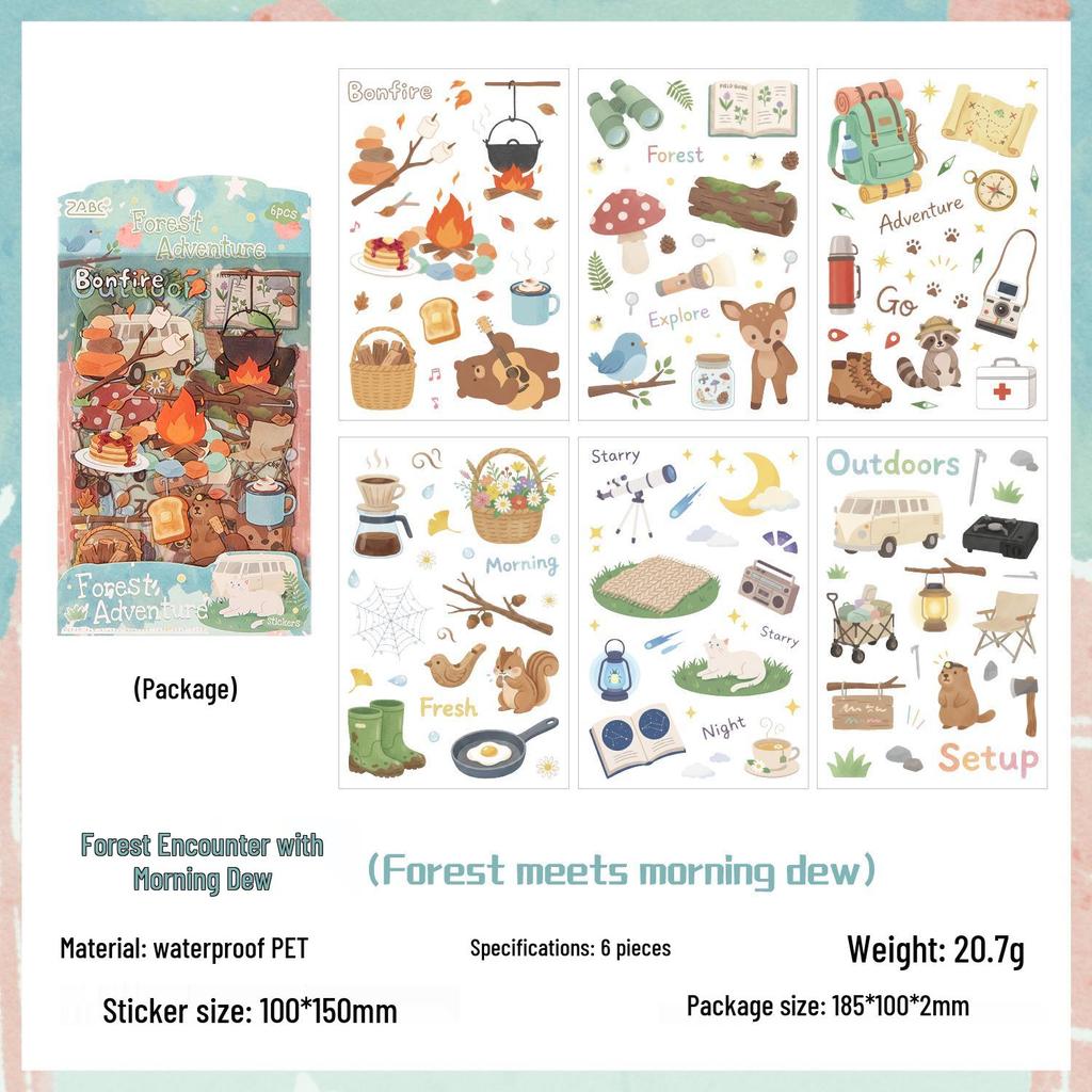 Yuezhen Creative Waterproof Journal Stickers - Plush Time Encounter PET Material