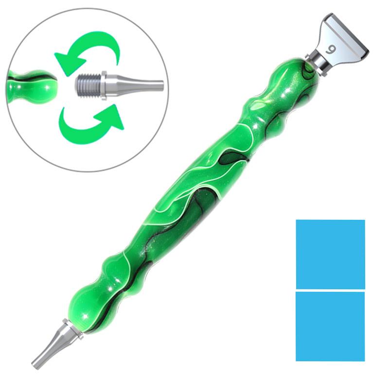 Swirl Resin Diamond Painting Pen Double-Ended Drill Pen with 2 Metal Tips Ergonomic Handle for 5D Diamond Art Craft