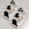 Black Kitten Transparent Shock Proof Phone Case for IPhone 16 15 14 13 12 17 11 Pro Max 16 15 14 Plus Cute Luxury Cartoon Cover