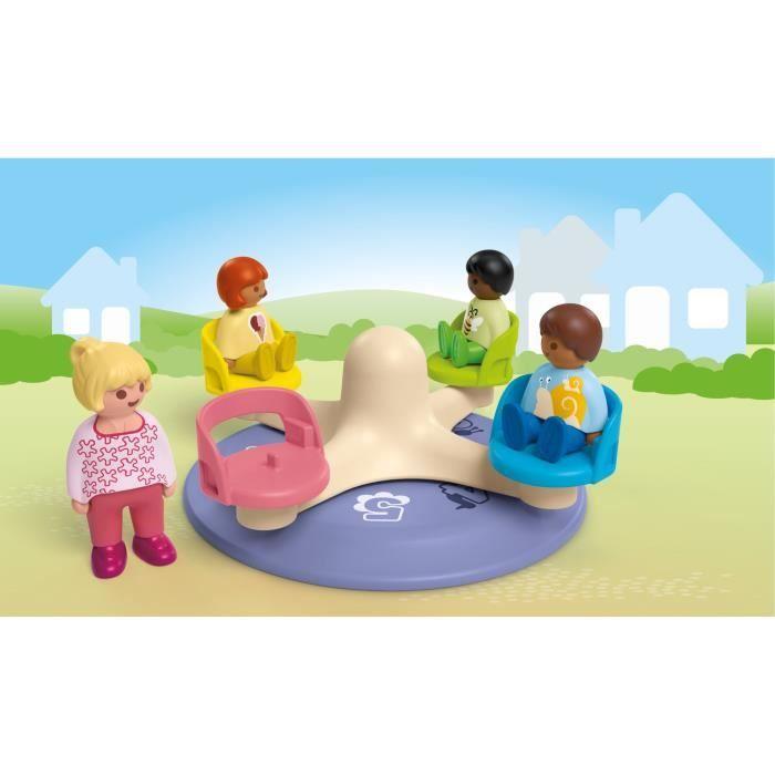 PLAYMOBIL Junior 71701 Enfants et tourniquet, Comprend quatre personnages et un tourniquet, Dès 1 an