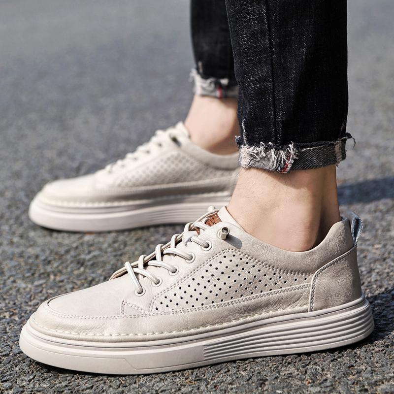 Classic Brand Men's Leather Casual Shoes Retro Khaki Men's Oxford Shoes Breathable Men's Outdoor Hiking Shoes Winter Velvet