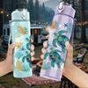 1PC Sea Turtle Underwater Ocean Pattern Print 750ml Color Plastic Sports Water Bottle Leakproof Flip Straw Lid Suitable for Sports Office Home Use