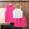 Mädchen-Outfit Kinderbekleidung Sommer Neu Ärmelloser Blazer Kleine Jacke Camisole Shorts Dreiteiliges Set