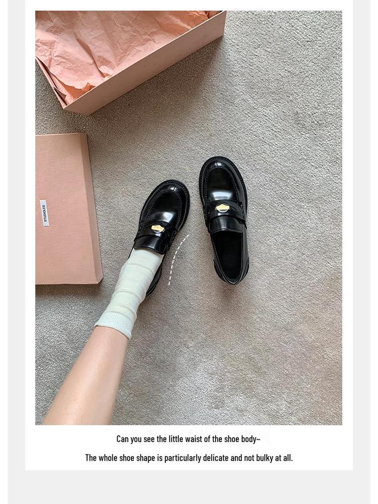 Women's Sheepskin Leather Slip-On Loafers with Chunky Heel and Coin Detail in Grape