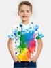 Pigment Pattern T-Shirt for Kids Colorful 3D Printed T-Shirts Summer Casual Streetwear Loose Tops Round Neck Short Sleeve Tees
