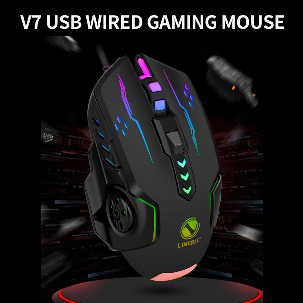 Mouse cu fir USB 6 taste Mouse ergonomic pentru jocuri de birou cu lumină colorată DPI reglabilă pe 4 niveluri