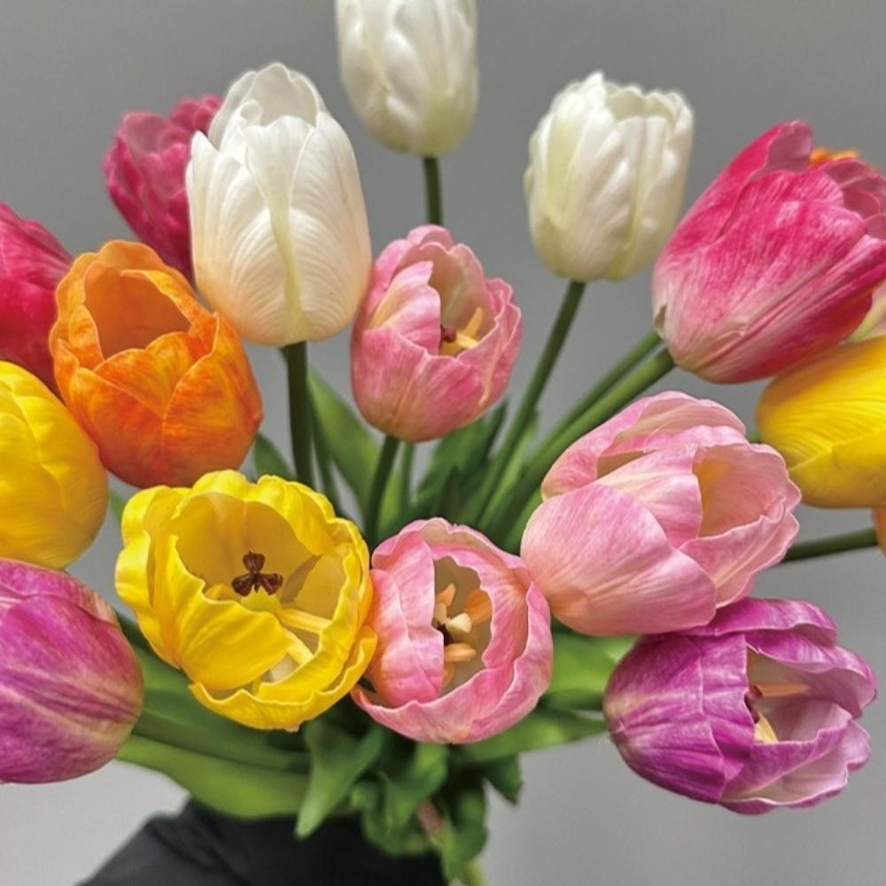 Hand-Held Design Tulip Simulation Flower Flower Arrangement Real Touch Tulip  Decoration Ornament
