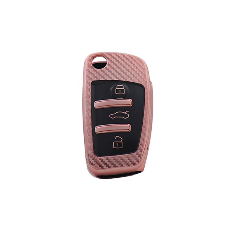 TPU Carbon Fiber Car Remote Key Cover Case Shell Key Fob for A3 A4 A5 C5 C6 8L 8P B6 B7 B8 C6 RS3 Q3 Q7 TT 8L 8V S3 Protector Holder