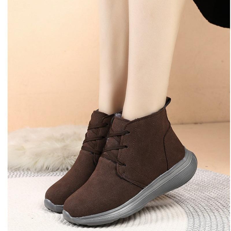 Fashion boots women's fur integrated women's shoes winter shoes mother cotton shoes women's winter velvet thickened warm soft leather soft sole