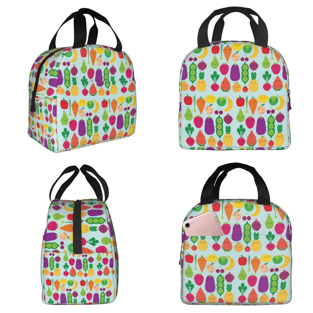 5 A Day Fruit And Vegetables Insulated Lunch Bag for Women Office Cooler Thermal Food Box Tote Portable Lunch Boxes Container
