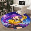 1pc Anime Design Round Carpet - Office Chair Mat with Purple Braid and Pink Ribbon Print, Suitable for Home Decor, Gaming Room