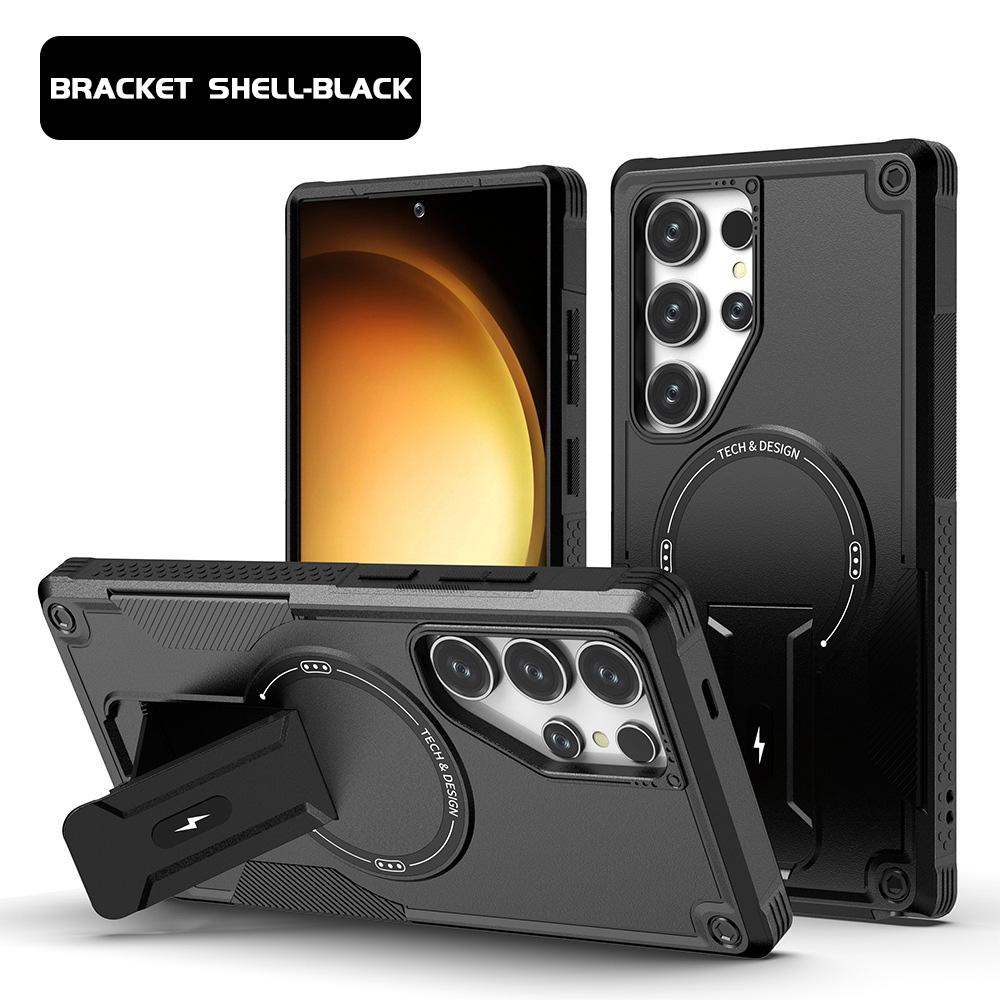 

Magnetic Armor Case For Samsung S26 S25 Ultra S24 Plus A56 5G A36 A26 A16 A06 With Holder Cover Wireless Charging Bracket Cover Galaxy A05s