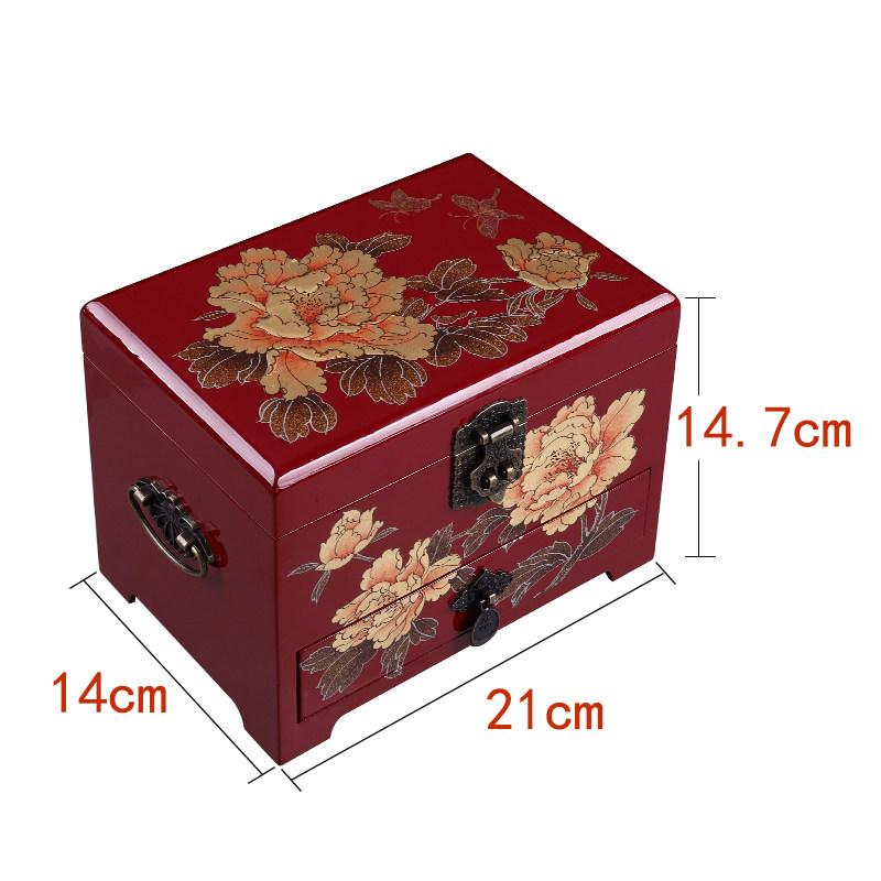 Elegant Large Capacity Jewelry Box Vintage Makeup Case Chinese Wedding Gift Hand Painted Lacquer