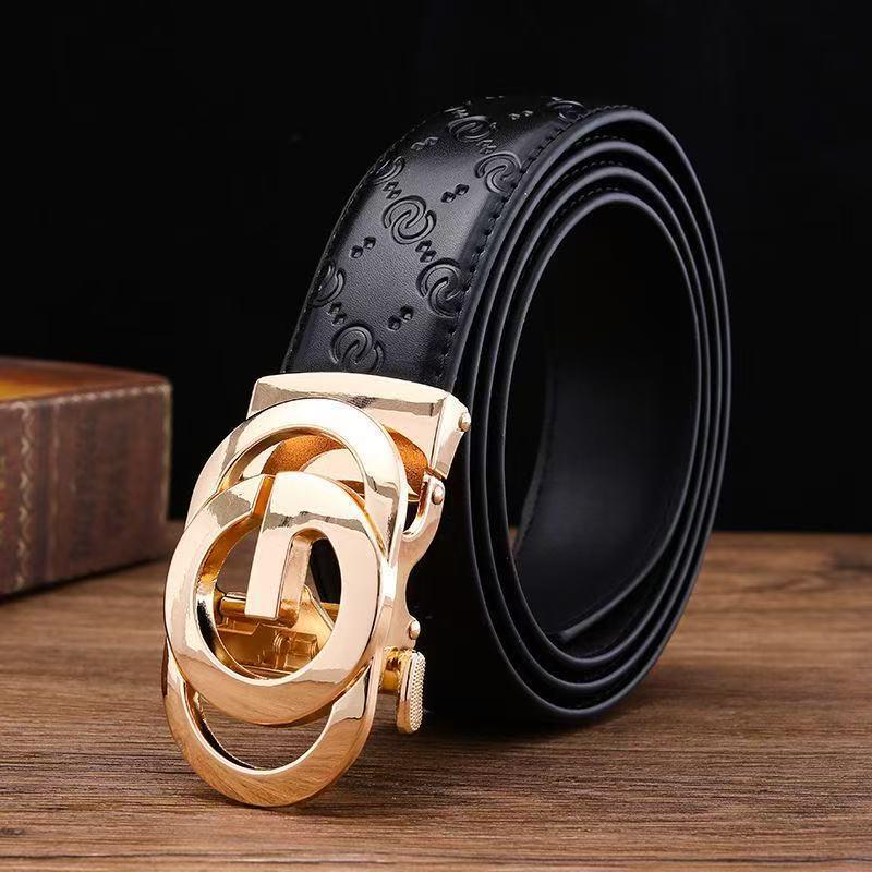 Cintura da uomo in pelle goffrata con fibbia in lega di alta qualità - Casual ed elegante