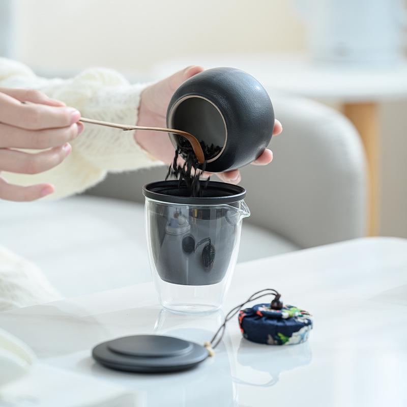 Kung Fu Travel Tea Set: Coarse Pottery Teacup Set with Customizable Logo for Office or Business Trips