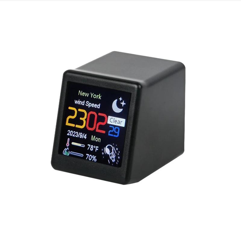 

Smart Weather Station Desktop LED LCD Digital WiFi Clock Weather Temperature Humidity Time Alarm Clock Desktop Decoration чорний