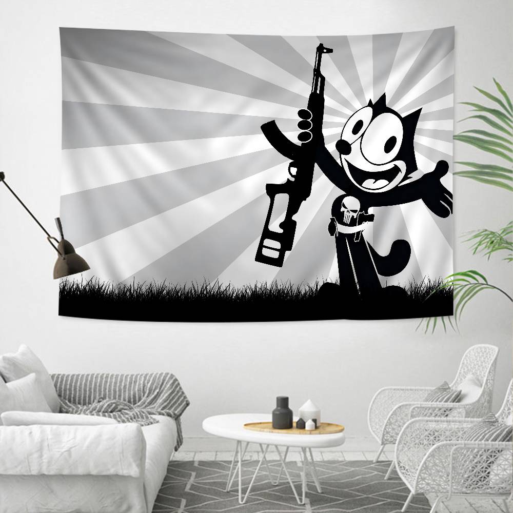 FFelix TThe CCat Cartoon Tapestry Art Science Fiction Room Home Decor Wall Hanging Sheets