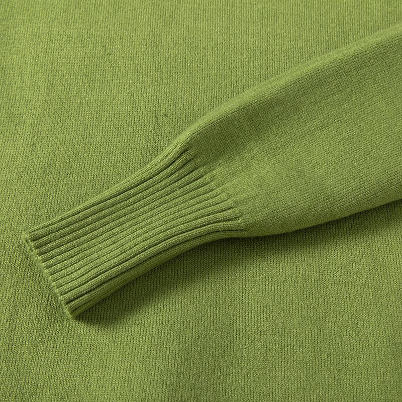 Winter Women's Knitted Sweater With Added Velvet And Thickening  Solid Color Semi High Neck Pullover Sweater