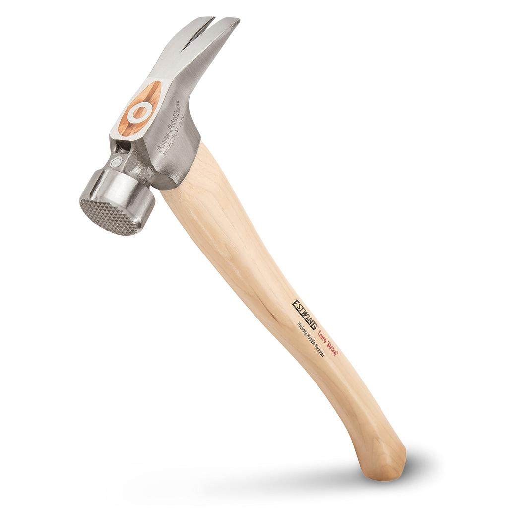 Estwing Sure Strike MRW25LM California Framing Hammer 25oz Straight Nail Puller Serrated Striking Face Hickory Handle