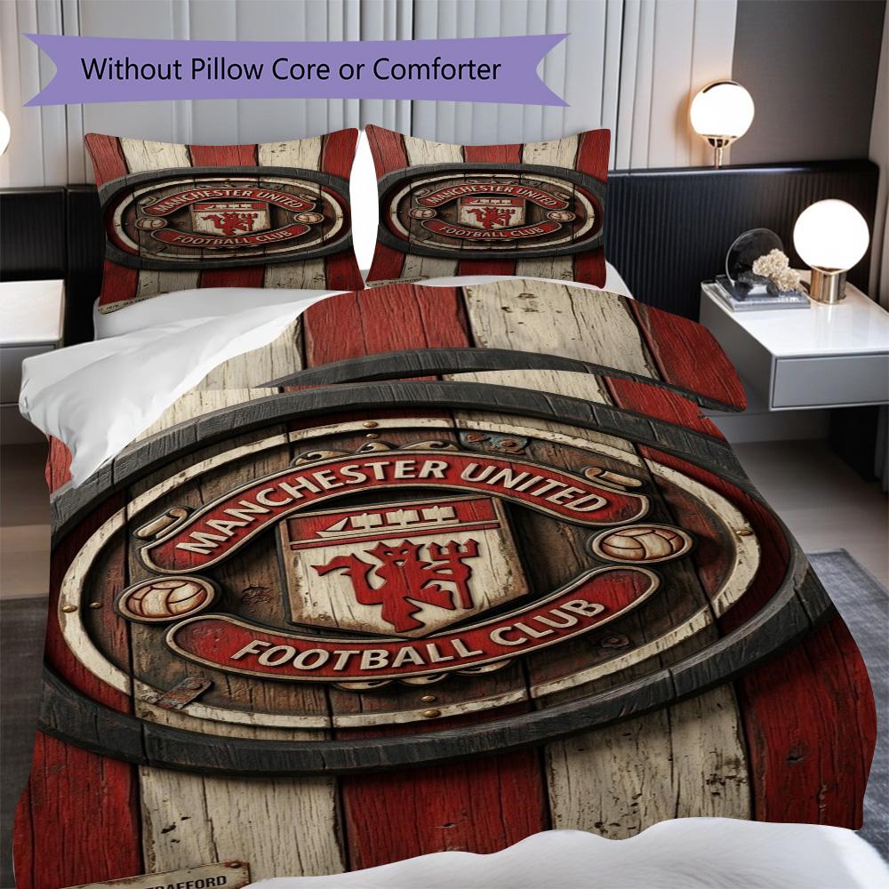 Biancheria da letto Manchester Glory (1 * copripiumino + 2 * federa, senza nucleo) Regalo di Natale e compleanno 2D Piatto Morbido e confortevole