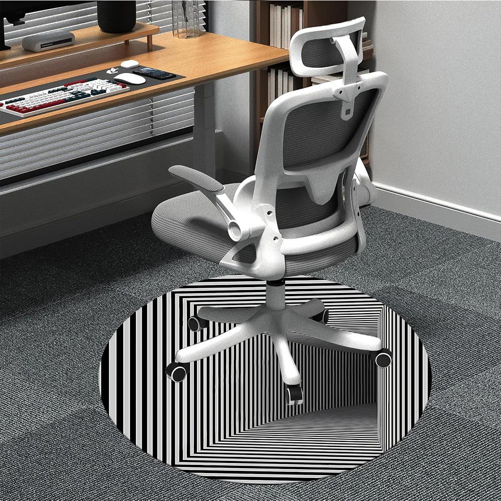 1pc Optical Illusion Chair Carpet for Office, Round Non Slip Durable Large Size Office Carpet, Suitable for Office