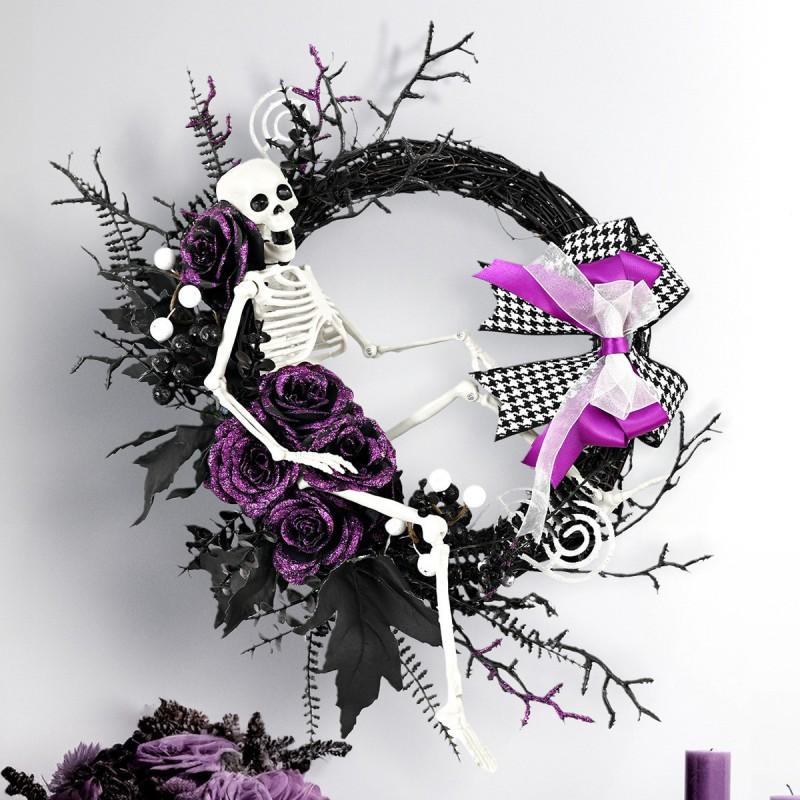 Halloween Wreath With Fake Skulls Spooky Balls Haunted House Party Door Decor